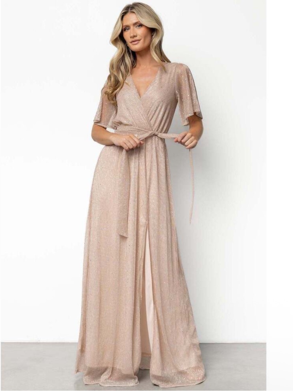 Baltic Born Grace Sparkle Gown Champagne Sequin Maxi Dress XXXL